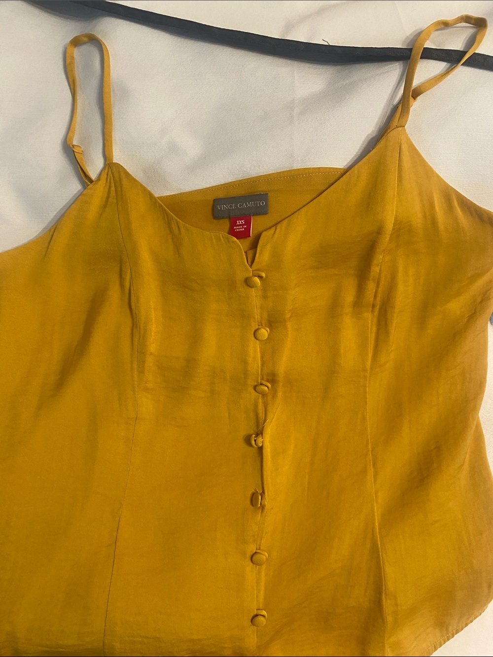Vince Camuto Mustard Button-Front Spaghetti-Strap Camisole
